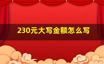 230元大写金额怎么写