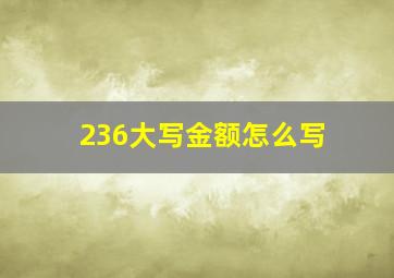 236大写金额怎么写