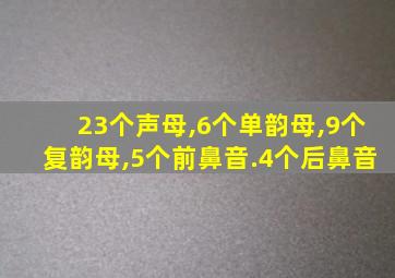 23个声母,6个单韵母,9个复韵母,5个前鼻音.4个后鼻音