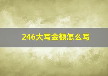 246大写金额怎么写