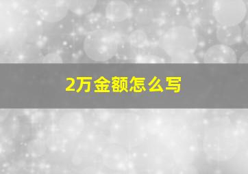 2万金额怎么写