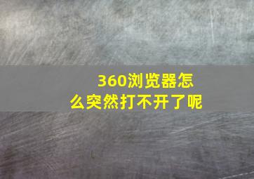 360浏览器怎么突然打不开了呢