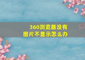 360浏览器没有图片不显示怎么办