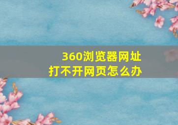 360浏览器网址打不开网页怎么办