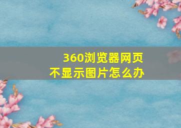 360浏览器网页不显示图片怎么办