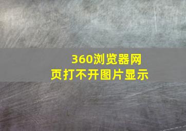 360浏览器网页打不开图片显示