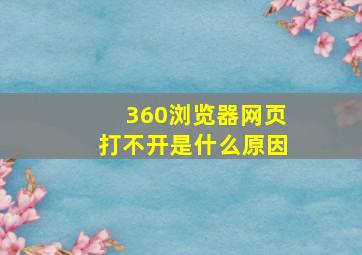 360浏览器网页打不开是什么原因