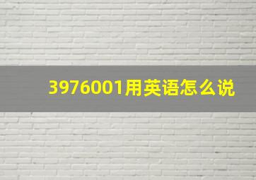 3976001用英语怎么说