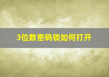 3位数密码锁如何打开