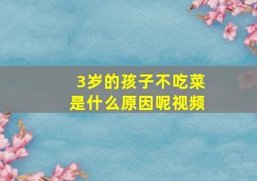 3岁的孩子不吃菜是什么原因呢视频