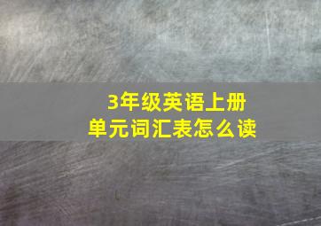 3年级英语上册单元词汇表怎么读