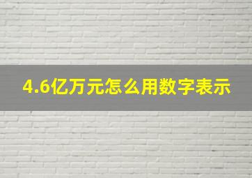 4.6亿万元怎么用数字表示