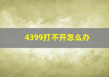 4399打不开怎么办