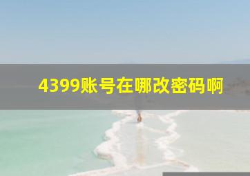 4399账号在哪改密码啊