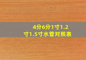 4分6分1寸1.2寸1.5寸水管对照表