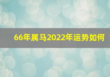 66年属马2022年运势如何