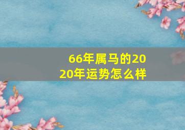 66年属马的2020年运势怎么样