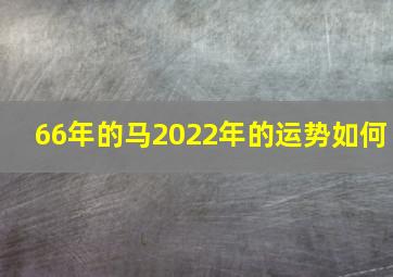 66年的马2022年的运势如何