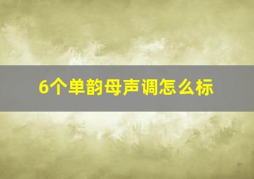 6个单韵母声调怎么标