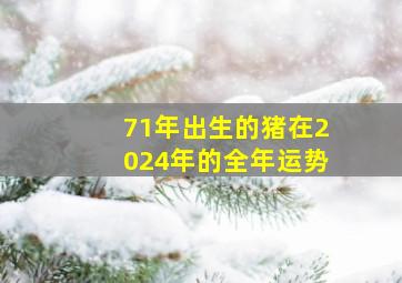 71年出生的猪在2024年的全年运势