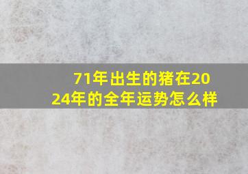 71年出生的猪在2024年的全年运势怎么样