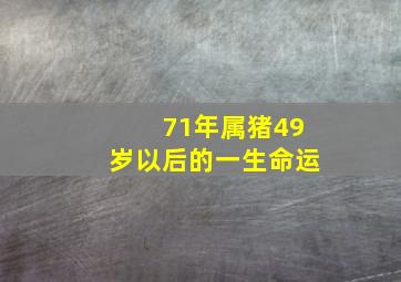 71年属猪49岁以后的一生命运