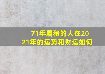 71年属猪的人在2021年的运势和财运如何