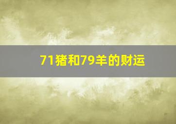 71猪和79羊的财运