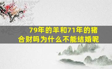 79年的羊和71年的猪合财吗为什么不能结婚呢