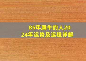 85年属牛的人2024年运势及运程详解