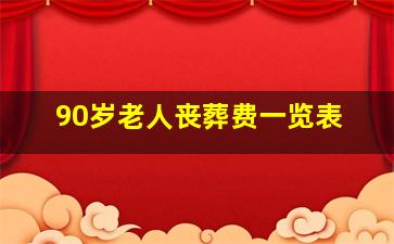 90岁老人丧葬费一览表