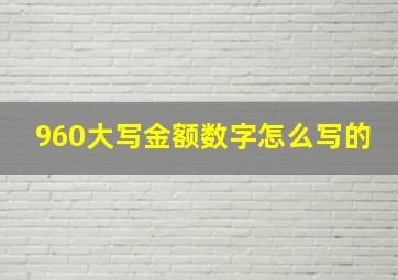 960大写金额数字怎么写的