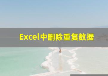 Excel中删除重复数据