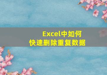 Excel中如何快速删除重复数据