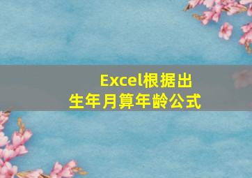 Excel根据出生年月算年龄公式