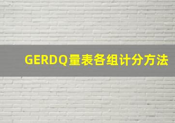 GERDQ量表各组计分方法