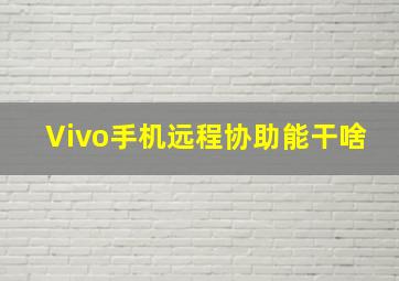 Vivo手机远程协助能干啥