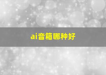 ai音箱哪种好