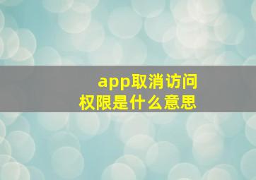 app取消访问权限是什么意思