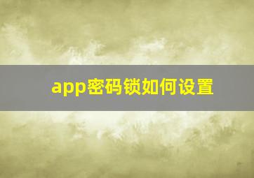 app密码锁如何设置