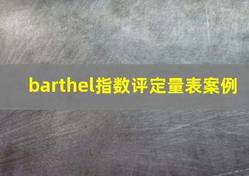 barthel指数评定量表案例