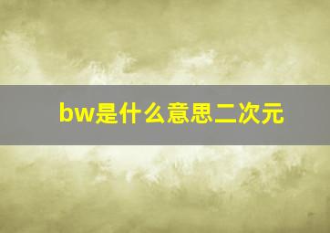 bw是什么意思二次元