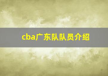 cba广东队队员介绍