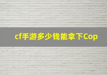 cf手游多少钱能拿下Cop