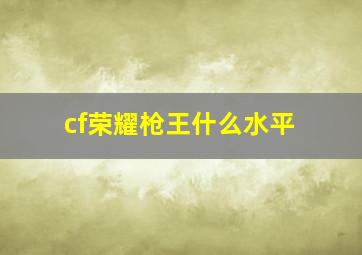 cf荣耀枪王什么水平