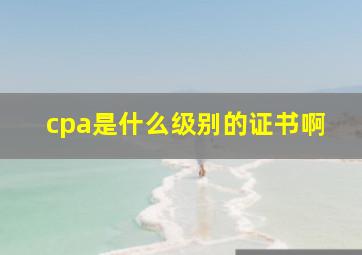 cpa是什么级别的证书啊