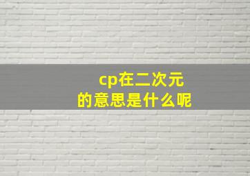 cp在二次元的意思是什么呢