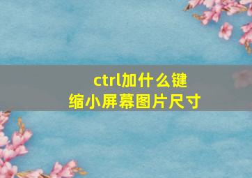 ctrl加什么键缩小屏幕图片尺寸