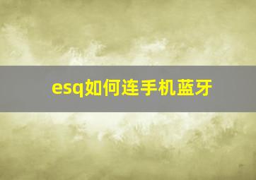 esq如何连手机蓝牙