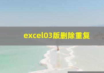 excel03版删除重复